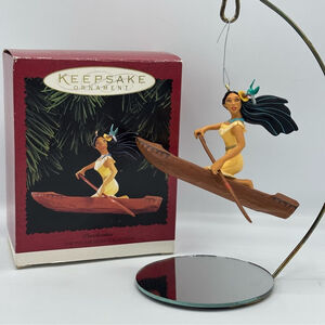 Hallmark Pocahontas Canoe Ornament Resin Figurine with Stand 1995